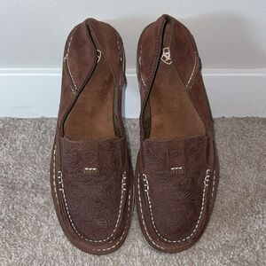 Ariat Brown Loafers with Embossed Design